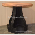 Industrial Metal Riveted Base Recycle Wood Top Table